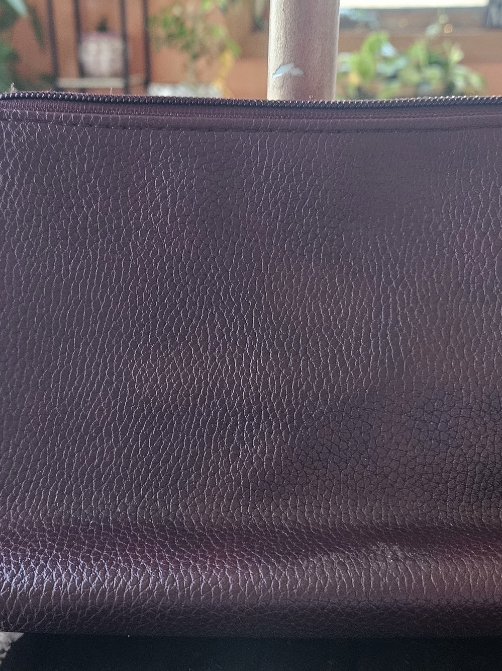 Neiman Marcus Burgandy Pebbled Leather Cosmetic Pouch Bag